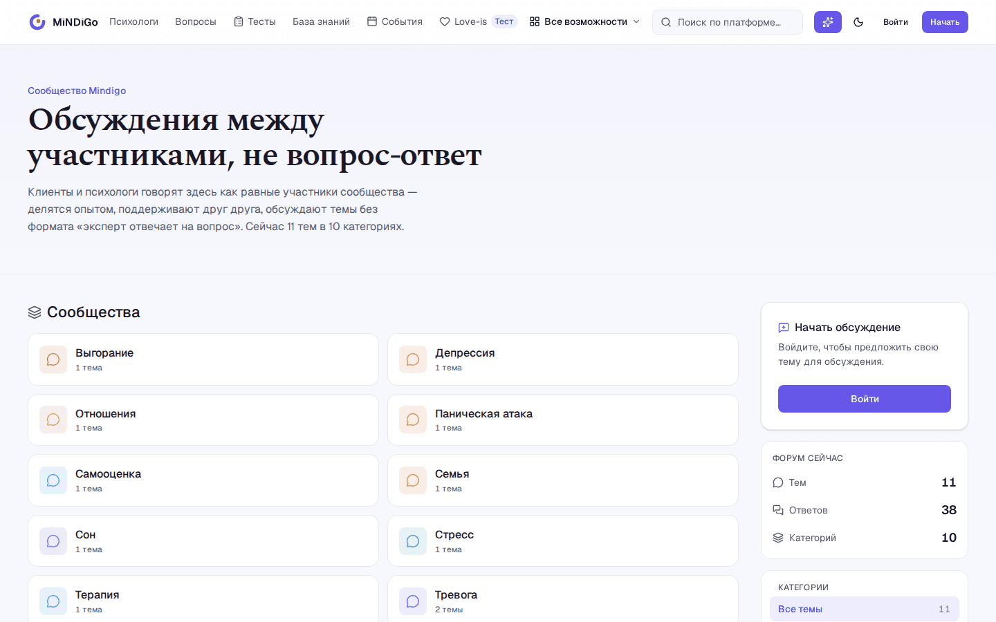 Сообщество Mindigo